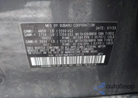 2024 Subaru Outback Limited из США, поврежденный, VIN 4S4BTAMC6R3136179